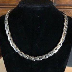 Modern Snake Matte Silver Necklace